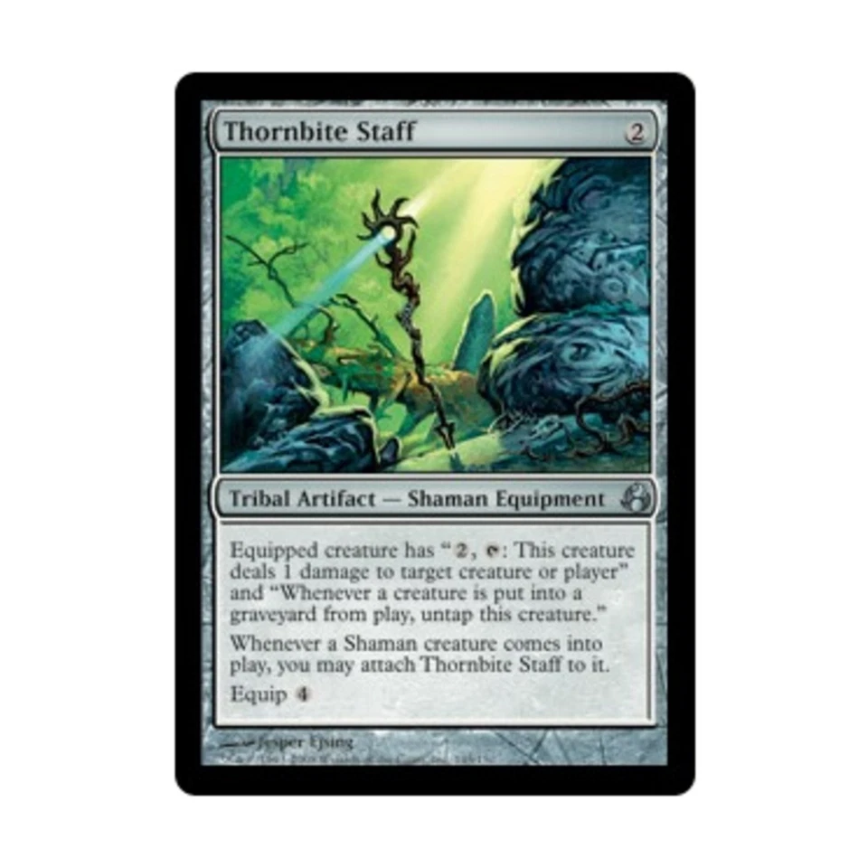 WOTC MtG Morningtide Thornbite Staff (U) (Foil) Fair+ - Image 1 of 1
