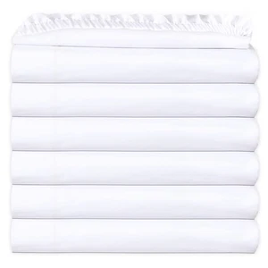 Full White Fitted Sheets Pack of 6 (54x80+12 Inches) Polycotton T200, Percale... - Foto 1 di 8
