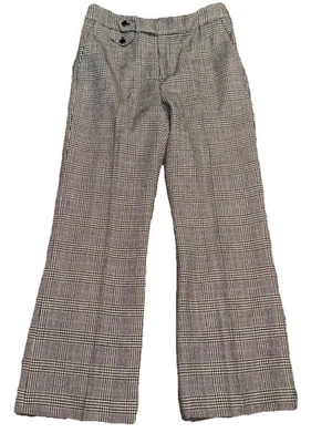 Pantalones Lauren Ralph Lauren 8P Lana Escocesa Acampanada Pierna Pantalones Gris Púrpura Forrados a Cuadros Foto 1 de 4
