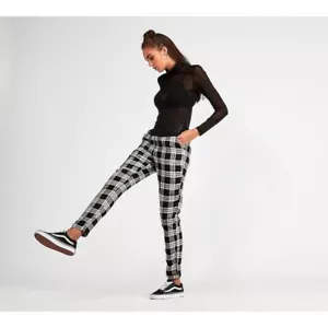 GLAMOUR pantaloni da donna a scacchi conici neri/bianchi - TAGLIA 8 - Foto 1 di 6