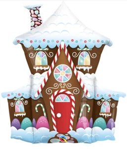 37IN DECORATED GINGERBREAD HOUSE SHAPED FOIL BALLOON Christmas Party Decorations - Picture 1 of 2