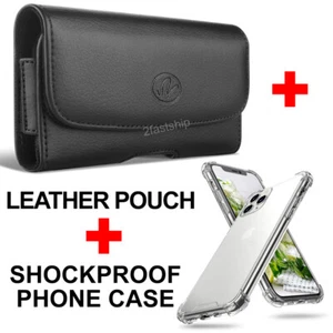 Für iPhone 14 14 Plus 14 Pro 14 Pro Max Leder Gürtelclip Tasche + Clear Case - Bild 1 von 20