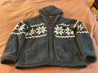 Abrigo de Lana Grueso Negro Forrado de Vellón Hippie Sudadera con Capucha Cremallera Nepal Para Mujer’s M Foto 1 de 3