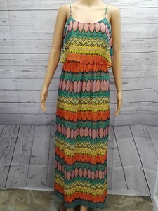 Red Camel Maxi Dress Spaghetti Strap Open Back Boho Multicolor XS New $46.00 - Picture 1 of 12