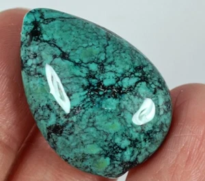 26.5Ct Natural Spiderweb Turquoise Cab Old Stock YKMpA645 - Picture 1 of 3