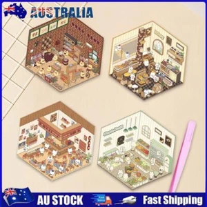 4 Pcs Cute Cartoon Scene Sticker DIY for Adult Kids Relief Stress Pass The Time - Picture 1 of 27
