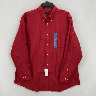 Camisa Croft & Barrow Para Hombres 18 34/35 Roja Calce Clásico Fácil Cuidado Vestido Abotonado Foto 1 de 4