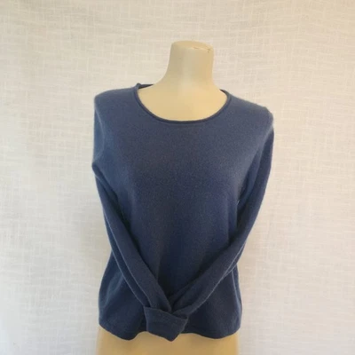 Suéter Elena Solano W Talla S/M 2 Capas Azul Cachemira Manga Larga Cuello Redondo A398 Foto 1 de 4