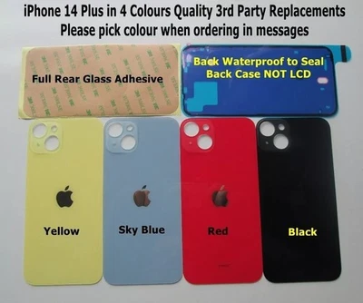 CELINE PARTS iPhone 14 Plus Back Glass Battery Cover Replacement in 4 Colours + Adhesive