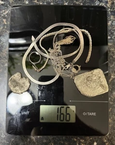 Sterling Silber gemischter Schmuck & handgegossener Barren Lot - 166 Gramm - Bild 1 von 13