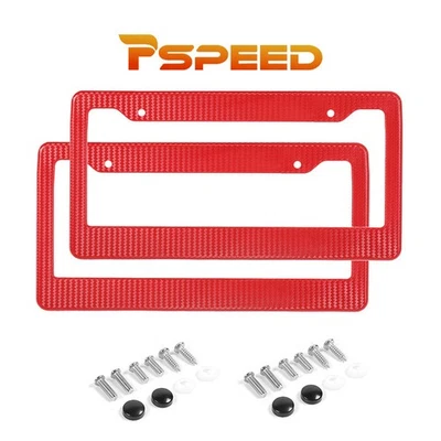 2pcs Universal USA Size Car Red ABS License Plate Frame Cover Front & Rear Foto 1 de 4