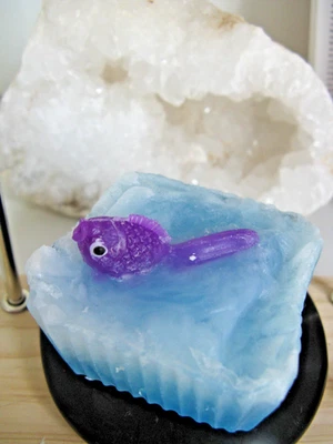 New Handmade Natural Spearmint Splash Wacky PURPLE Fish Glycerin  Bar Soap - Image 1 of 4