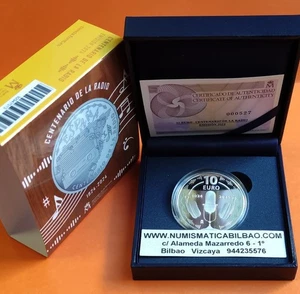 @ERROR CANTO LISO PLANO@ España 2024 10 EUROS CENTENARIO DE LA RADIO PLATA FNMT - Picture 1 of 2