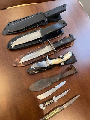 Lote Cuchillos Colección 8 Cuchillos Kutmaster Bayoneta Gerber Carpeta Japonesa Caza Foto 1 de 4