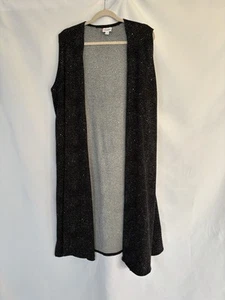 LulaRoe Joy Black Grey Duster Vest Side Slit Sleeveless XL - Picture 1 of 3