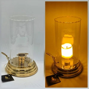 Candelabro cónico de vidrio acanalado lámpara vintage PartyLite de latón Contessa Hurricane - Imagen 1 de 5