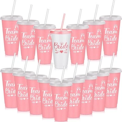 16 Pcs Babe Bachelorette Cups 24 oz Tumbler Lids Straw Bridesmaid Bridal Wedding - Image 1 of 4