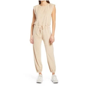 Wayf Women Hayden Padded Shoulder Jumpsuit One Piece Beige Size Small NWT B3 - Bild 1 von 9