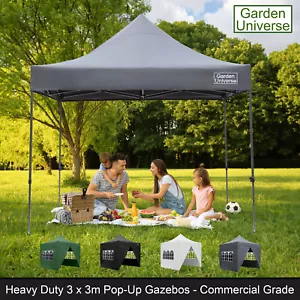 Gazebo Heavy Duty Commercial Market Stall Car Boot 4 Colours 3x3 Garden Universe - Picture 1 of 120