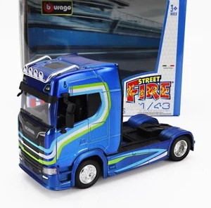 MODELLINO CAMION STATICO BURAGO SCANIA S770 V8 TRUCK 2 ASSI 2021 BLU SCALA 1/43 - Foto 1 di 5