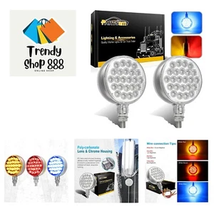 2Pcs Round LED Turn Signal Lights - Amber/Red/Blue, Waterproof Pedestal Lights - Picture 1 of 9
