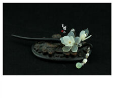 Ebony Wood Hairpin w/Xiuyu Hosta Flower Hanfu Ancient Style Classical Hairpin