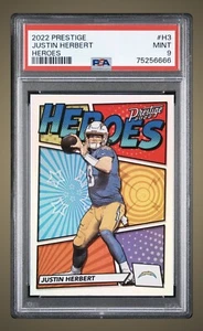 JUSTIN HERBERT 2022 PANINI PRESTIGE HEROES # H3 PSA  9 - Picture 1 of 2