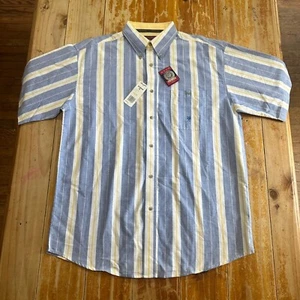 NOS Vintage Wrangler 20X Shirt Mens XL Blue Yellow White Striped - Picture 1 of 13