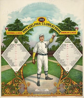 1915 Philadelphia Phillies & Athletics Baseball Club Home Season Schedule 20x24