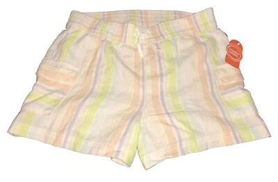 NUEVOS PANTALONES CORTOS PARA NIÑAS TALLA XXL 18 LINO RAYÓN RAYAS PASTEL CÓMODOS GENIALES Foto 1 de 4