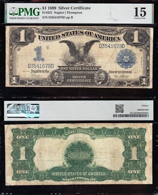 *RARE* KEY Fr. 231 Napier-Thompson 1899 $1 "BLACK EAGLE" Silver Cert.! PMG 15! - Image 1 of 3
