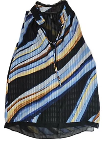 White House Black Market Sleeveless Blouse Womens Small Multicolor Lined V-Neck - Picture 1 of 9