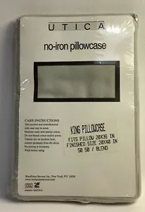 Utica Pillowcase - One King Size Gray No Iron Pillowcase 20” x 40” - 1 Case Only - Picture 1 of 2
