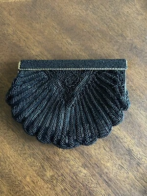 Walborg винтажный моллюск подкладка черный бисером сумочки вечерняя сумка  - Изображение 1 из 4