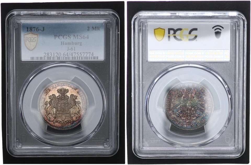 Hamburg 2 Mark 1876 J Small Eagle - PCGS Certified PCGS MS64 103825 - Image 1 of 1