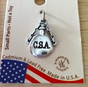 Sterling Silver 3D 17x12mm Civil War Confederate Soldier Canteen says CSA Charm - Picture 1 of 5