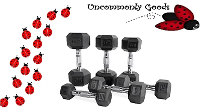 * СОВЕРШЕННО новый * крышка/York 5 фунтов - 45 фунтов резиновый шестигранный гантели пары или одиночные - Изображение 1 из 2