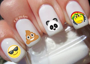 Face Emoji Nail Art Stickers Transfers Decals Set of 66 - A1264 - Picture 1 of 2