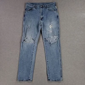 Vintage Rustler 33x32 USA MADE Blue Jeans Distressed Faded Worn Soft Broken In - Picture 1 of 10