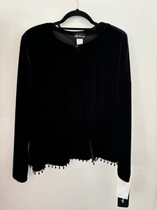 New! MSK Women’s Black Velvet Jacket And Tank Party Beaded Set Embellished XL - Picture 1 of 9