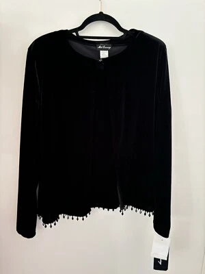 ¡Nuevo! MSK Mujer Negro Terciopelo Chaqueta Y Tanque Fiesta Conjunto Con Cuentas Adornado XL Foto 1 de 4