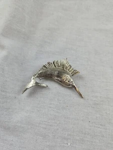 Vintage Sailfish Brooch Pewter Silver Tone Fish Pin - Picture 1 of 2