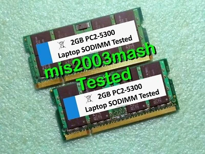 Generic 4GB 2x 2GB DDR2 667 PC2-5300 Laptop Memory RAM SODIMM Tested 7 - Image 1 of 2