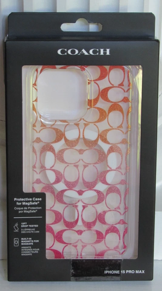 Coach iPhone 15 Pro Max Case MagSafe Signature C Pink Orange Ombré New Sealed - Image 1 of 1