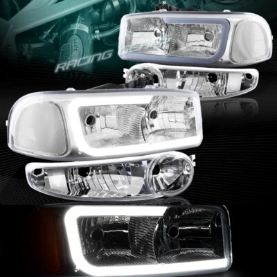 FAROS LED DRL CROMADOS + PARACHOQUES CON LÁMPARA TRANSPARENTE AJUSTE 01-06 GMC YUKON 1500 DENALI Foto 1 de 4