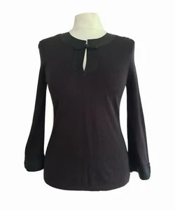 Shanghai Tang Womens Black Silk Blend Round Neck Stretchy Top. Large/UK 14. - Picture 1 of 12