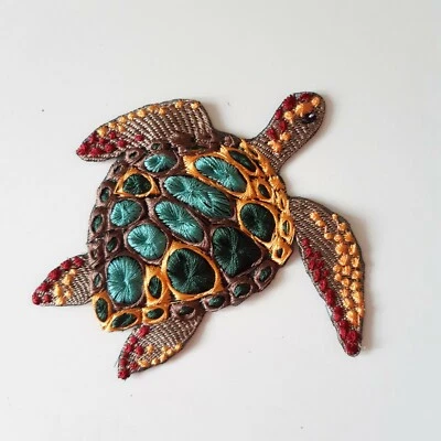 Sea Turtle Orange tortoise Embroidered Patch - Image 1 of 4