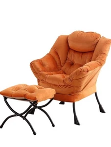 Lazy Sofa Chair Accent Leisure Armchair with Folding Footrest & Storage Pocket - Picture 1 of 6