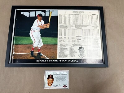 STAN MUSIAL Autographed Framed Print with COA St Louis Cardinals John Wolf - Image 1 of 4