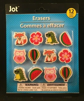 Jot - Gomas de borrar - 12 unidades - Formas divertidas - Zorro/Búho/Dino/Flor/Globo/Sandía Foto 1 de 3